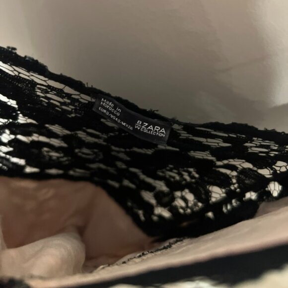 Zara - Black Lace Floral Sleeveless Mini Dress - size Small - Picture 8 of 8